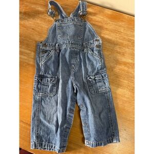 Greendog Boys Denim Cargo Overalls Blue Cotton 24 Months Snap Inseam Utility